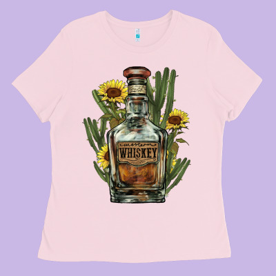 Western Whiskey Bottle Ladies Tee Designed By Howdyjamesfarm
