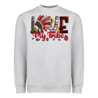 Heather Grey red black grey white love my tribe indian headdres Heavyweight Sweatshirt - Artiststas