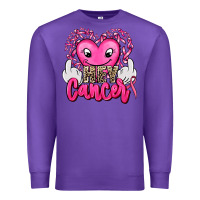 Purple hey cancer with middle fingers Premium Sweatshirt - AdoDesignShop