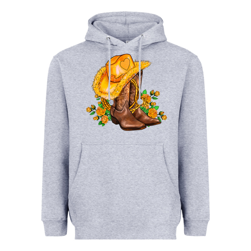 Yellow  Cowgirl And Roses Heavyweight Hoodie by AdoDesignShop | Teevron
