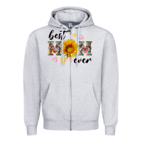 Heather Grey best mom ever with sunflower Zipper Hoodie - Artiststas