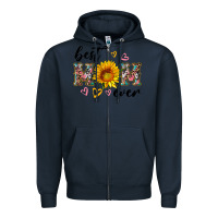 Navy best mom ever with sunflower Zipper Hoodie - Artiststas