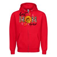 Red best mom ever with sunflower Zipper Hoodie - Artiststas