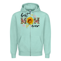 Seafoam best mom ever with sunflower Zipper Hoodie - Artiststas