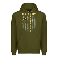 Army Green US ARMY Retired  Distressed American Flag Patriotic Premium Hoodie - longCreatives