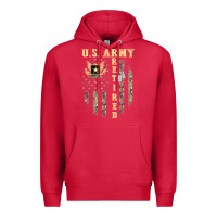 Cardinal US ARMY Retired  Distressed American Flag Patriotic Premium Hoodie - longCreatives
