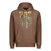 Chestnut US ARMY Retired  Distressed American Flag Patriotic Premium Hoodie - longCreatives