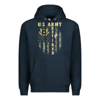 Navy US ARMY Retired  Distressed American Flag Patriotic Premium Hoodie - longCreatives