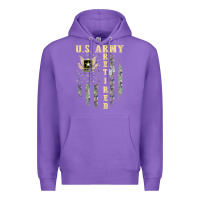 Purple US ARMY Retired  Distressed American Flag Patriotic Premium Hoodie - longCreatives