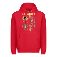 Red US ARMY Retired  Distressed American Flag Patriotic Premium Hoodie - longCreatives