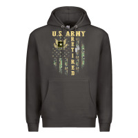 Smoke US ARMY Retired  Distressed American Flag Patriotic Premium Hoodie - longCreatives