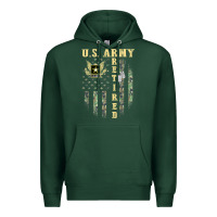 Sports Green US ARMY Retired  Distressed American Flag Patriotic Premium Hoodie - longCreatives