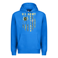 True Royal US ARMY Retired  Distressed American Flag Patriotic Premium Hoodie - longCreatives