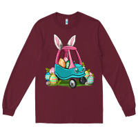 Burgundy Easter toddler car Long Sleeve Tee - OliviaCreatesArt