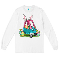 White Easter toddler car Long Sleeve Tee - OliviaCreatesArt