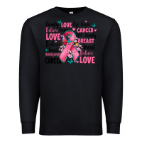 Black breast cancer ribbons with cancer words Premium Sweatshirt - AdoDesignShop