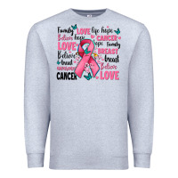Heather Grey breast cancer ribbons with cancer words Premium Sweatshirt - AdoDesignShop