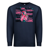 Navy breast cancer ribbons with cancer words Premium Sweatshirt - AdoDesignShop