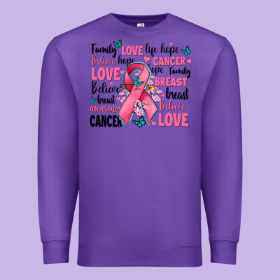 Breast Cancer Ribbons With Cancer Words Premium Sweatshirt Designed By Adodesignshop
