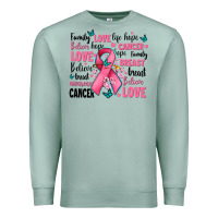 Seafoam breast cancer ribbons with cancer words Premium Sweatshirt - AdoDesignShop