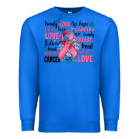 True Royal breast cancer ribbons with cancer words Premium Sweatshirt - AdoDesignShop
