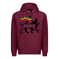 Burgundy Rasta Lion of Judah Rastafarian Reggae Lion and Christian Premium Hoodie - longCreatives