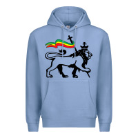 Colony Blue Rasta Lion of Judah Rastafarian Reggae Lion and Christian Premium Hoodie - longCreatives