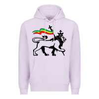 Lilac Rasta Lion of Judah Rastafarian Reggae Lion and Christian Premium Hoodie - longCreatives