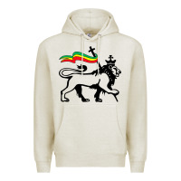 Oatmeal Heather Rasta Lion of Judah Rastafarian Reggae Lion and Christian Premium Hoodie - longCreatives