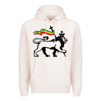 Pale Pink Rasta Lion of Judah Rastafarian Reggae Lion and Christian Premium Hoodie - longCreatives