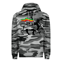 Slate Camo Rasta Lion of Judah Rastafarian Reggae Lion and Christian Premium Hoodie - longCreatives