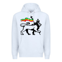 White Rasta Lion of Judah Rastafarian Reggae Lion and Christian Premium Hoodie - longCreatives
