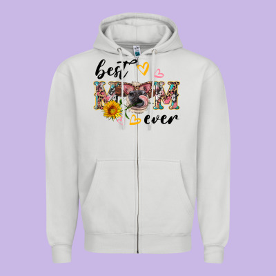Best Mom Ever With Cow Zipper Hoodie Designed By Artiststas