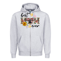 Heather Grey best mom ever with cow Zipper Hoodie - Artiststas