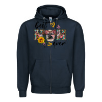 Navy best mom ever with cow Zipper Hoodie - Artiststas