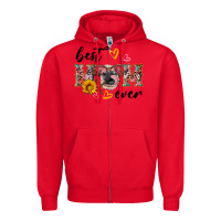 Red best mom ever with cow Zipper Hoodie - Artiststas