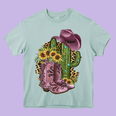 Pink Cowboy Boots Heavy Core Tee Designed By Jahusdesignshop