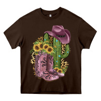 Chocolate Brown Pink Cowboy Boots Heavy Core Tee - JahusDesignShop
