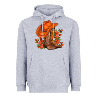 Heather Grey orange  cowgirl  and roses Heavyweight Hoodie - AdoDesignShop