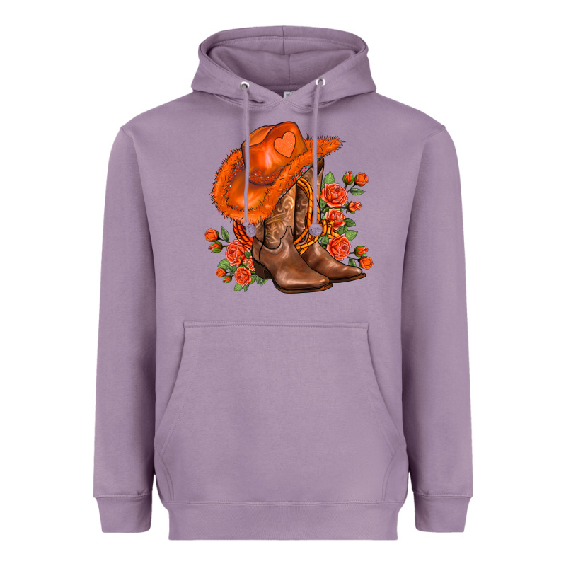 Orange  Cowgirl  And Roses Heavyweight Hoodie by AdoDesignShop | Teevron