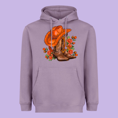 Orange  Cowgirl  And Roses Heavyweight Hoodie Designed By Adodesignshop