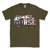 Army Green American Nurse 4th of july Classic Tee - HowdyJamesFarm
