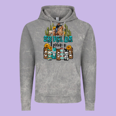 Shoulda Been A Cowgirl Vintage Hoodie Designed By Oliviacreatesart