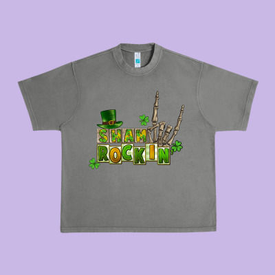 Sham Rockin Skeleton Hand St. Patrick's Urban Heavy Tee Designed By Cowgirlartshop