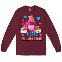 Burgundy Hello Valentine Valentine's Day Coffee Mug Long Sleeve Tee - FaDigitalArtStudio