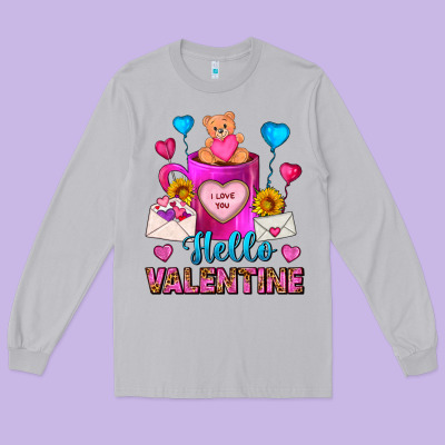 Hello Valentine Valentine's Day Coffee Mug Long Sleeve Tee Designed By Fadigitalartstudio