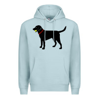Blue Mist Labrador Retriever Fetch, Black Lab Play Ball Premium Hoodie - longCreatives