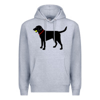 Heather Grey Labrador Retriever Fetch, Black Lab Play Ball Premium Hoodie - longCreatives