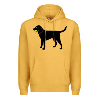 Mustard Labrador Retriever Fetch, Black Lab Play Ball Premium Hoodie - longCreatives