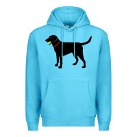 Ocean Blue Labrador Retriever Fetch, Black Lab Play Ball Premium Hoodie - longCreatives